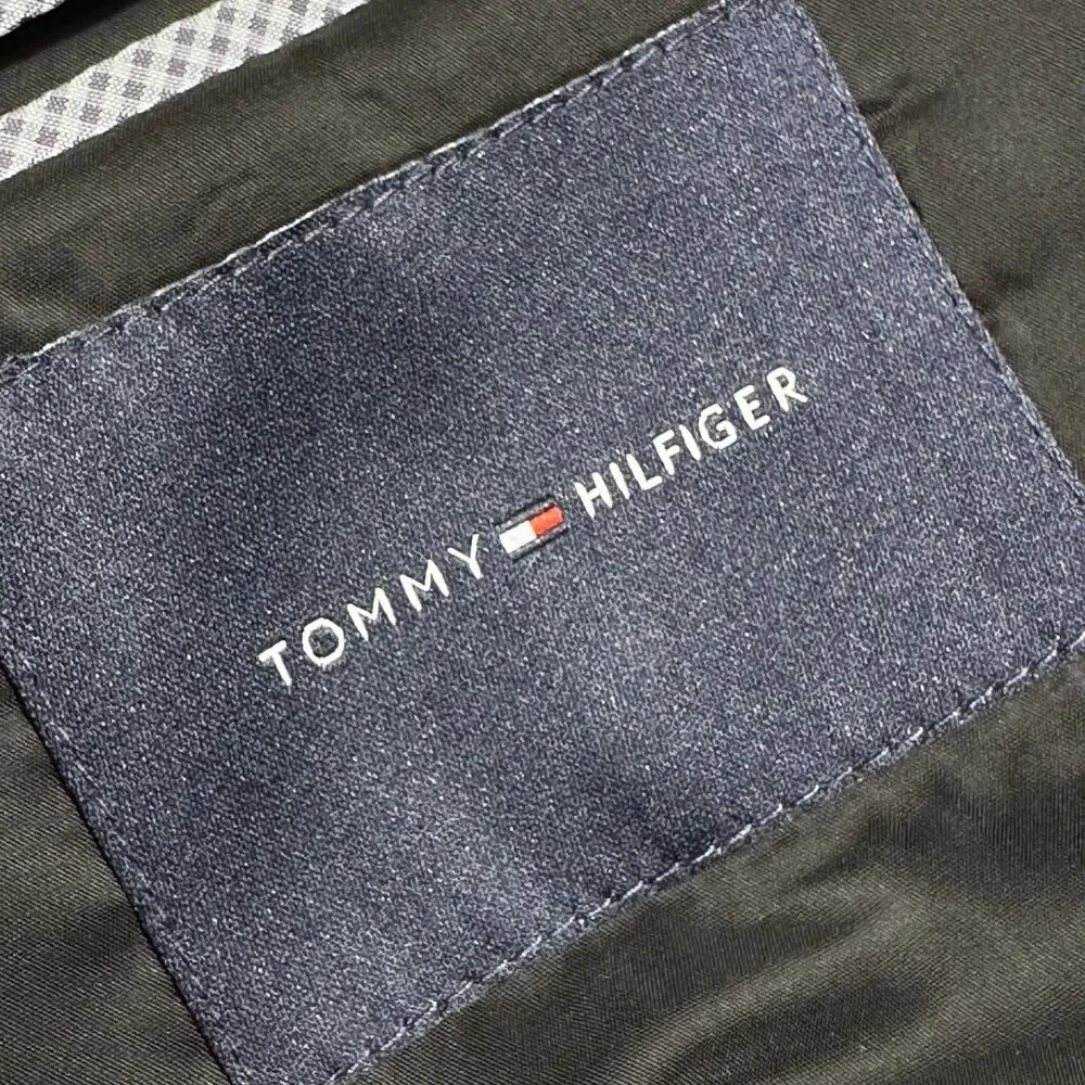 TOMMY HILFIGER Mens Blazer Sport Coat 2-Button TUXEDO Jacket 40R Black Wool Blen